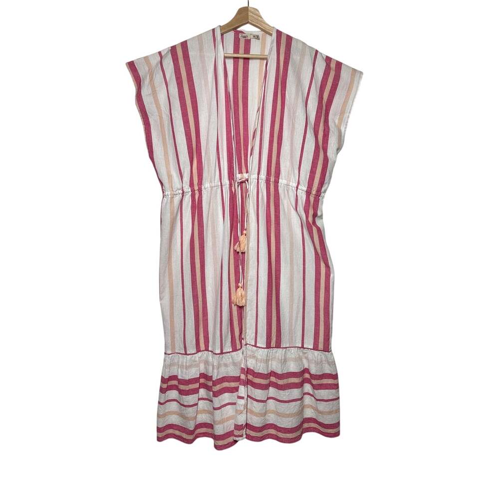Faherty Longline Duster Beach Cover Up Cotton Linen One Size Lightweight